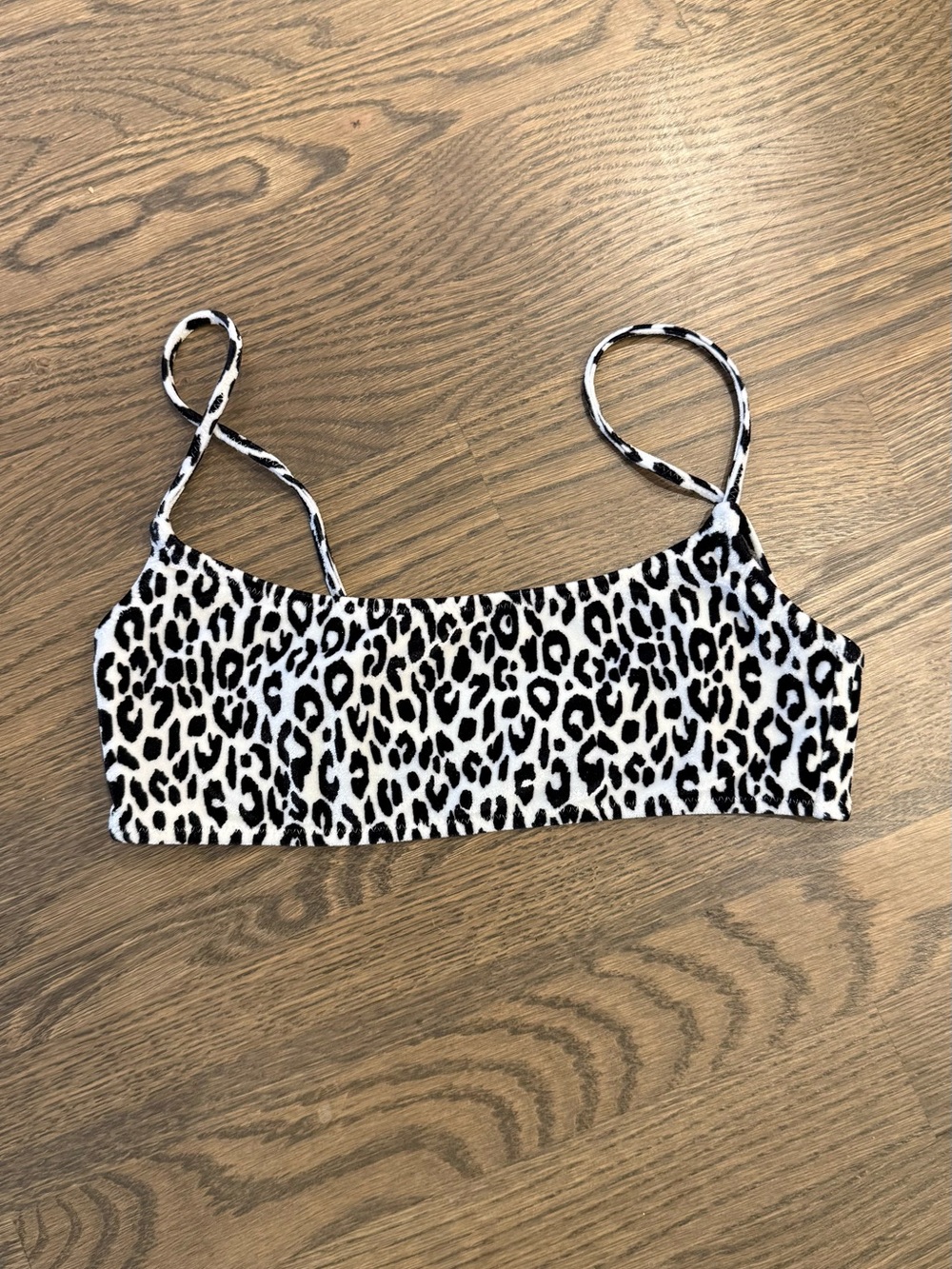 Small S Triangl Cheetah Velvet Bikini Top